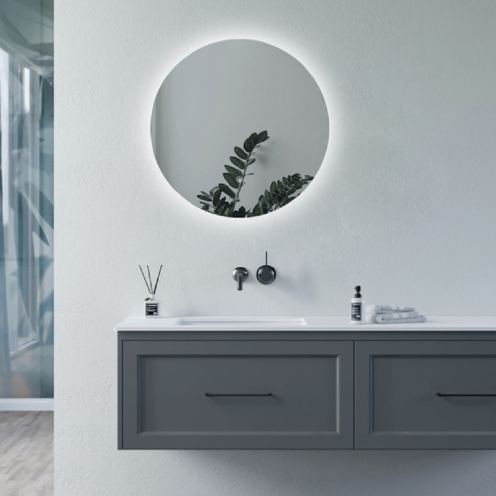 Product Lifestyle image of the Marlow 600mm Round Backlit LED Mirror
